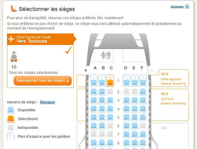 easyJet, les sièges sont réservables